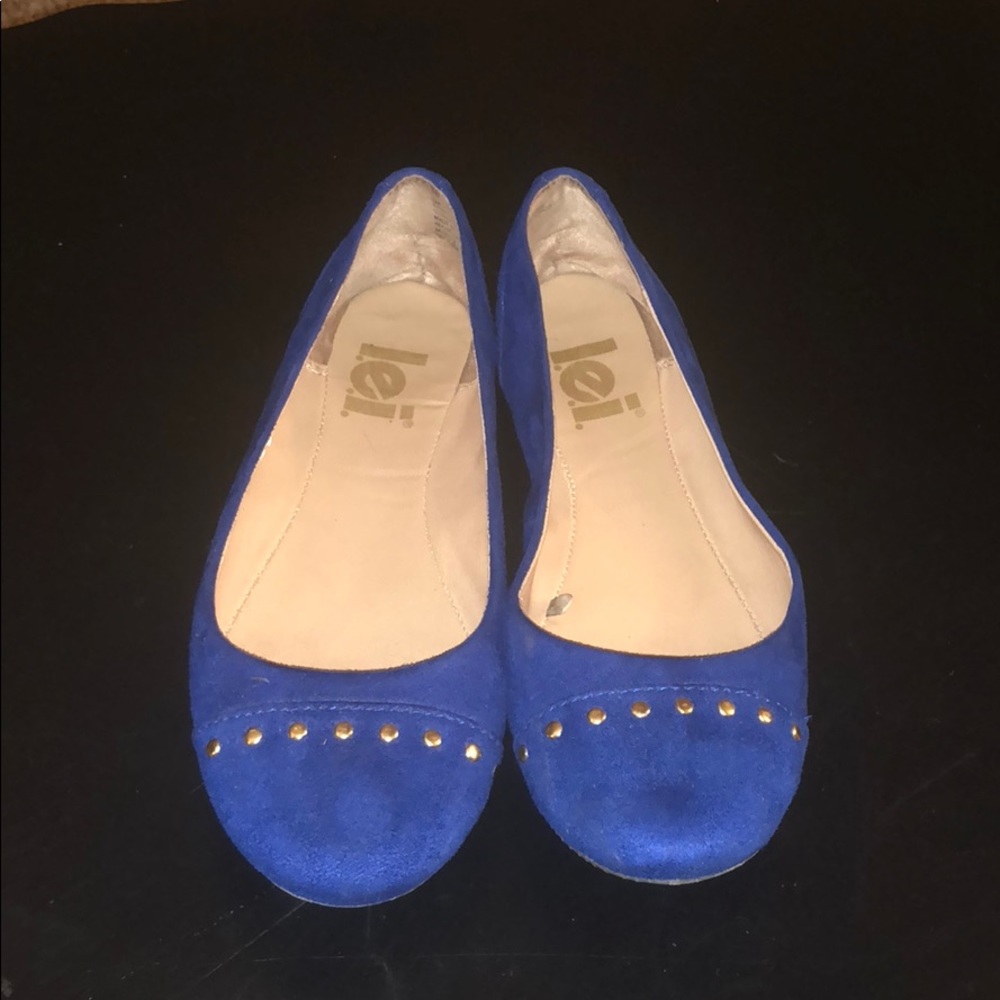 Gorgeous royal blue and gold flats
